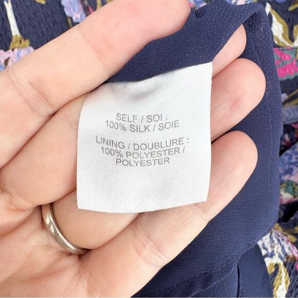 Tanya Taylor Nat Dress Silk Purple Floral Mixed Meadow V-Neckline Size 10 Glam - Picture 15 of 16